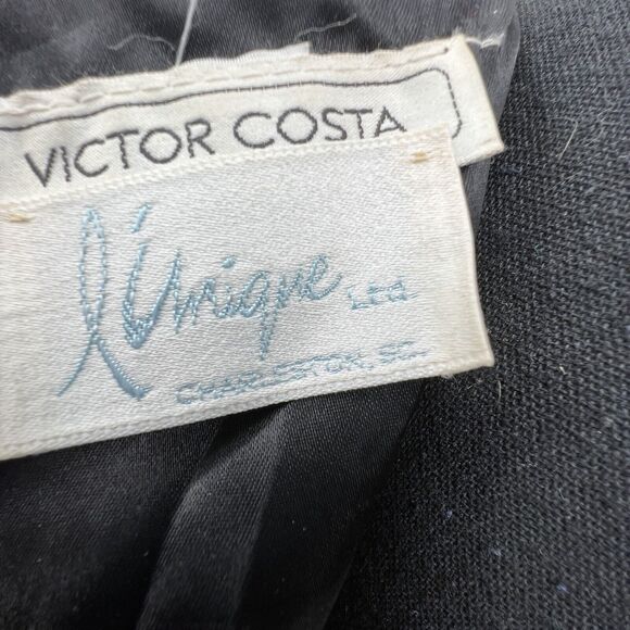 Vintage Victor Costa Black Velvet Heavily Beaded Evening Gown Bustle Back Sz 4 - Picture 16 of 16